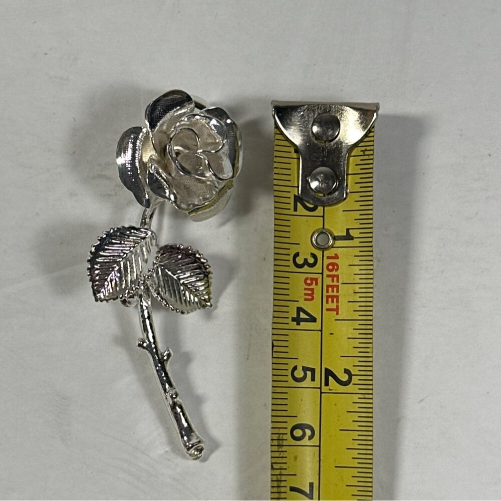 Vintage Silver Tone Rose Flower Brooch Brooch Floral Artsy - Picture 4 of 4